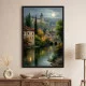 Tablou peisaj nocturn - Luminile Noptii, tablou înrămat pentru decor interior calm și premium