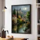 Tablou peisaj nocturn - Luminile Noptii, tablou înrămat pentru decor interior calm și premium