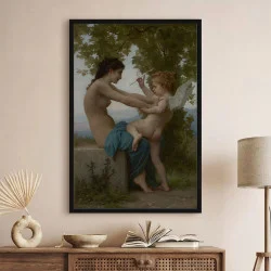 Tablou Bouguereau - Tânără apărându-se de Eros, tablou reproducere cu ramă pentru spații elegante
