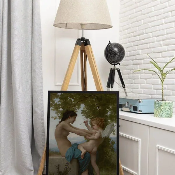 Tablou Bouguereau - Tânără apărându-se de Eros, tablou reproducere cu ramă pentru spații elegante