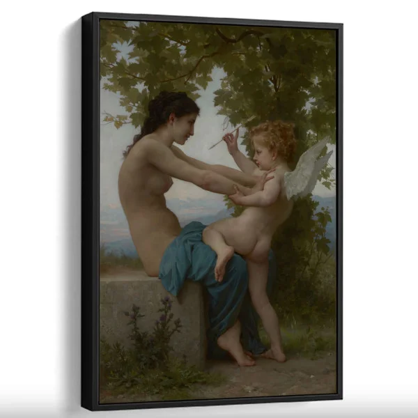 Tablou Bouguereau - Tânără apărându-se de Eros, tablou reproducere cu ramă pentru spații elegante