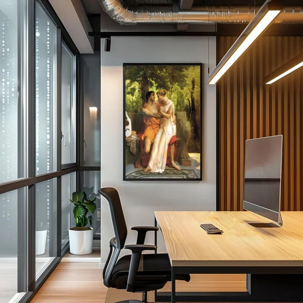 Tablou Bouguereau - Idila, tablou inramat reproducere pictură clasică pentru interior luxury