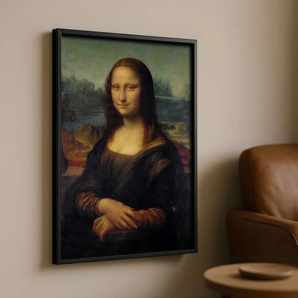 Tablou Leonardo da Vinci - Mona Lisa, tablou inramat design clasic pentru spații luminoase