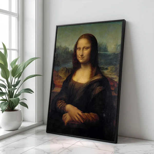 Tablou Leonardo da Vinci - Mona Lisa, tablou inramat design clasic pentru spații luminoase