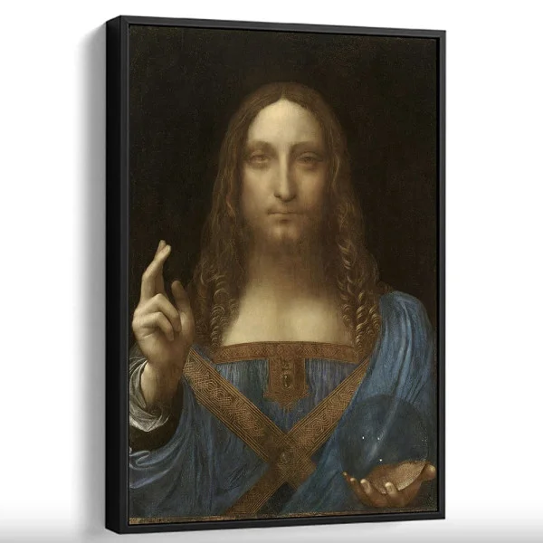 Tablou Leonardo da Vinci - Salvator Mundi, tablou inramat premium inspirat din mari pictori clasici