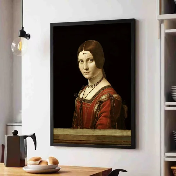 Tablou Leonardo da Vinci - Frumoasa Ferronnière, tablou inramat din capodopere clasice celebre
