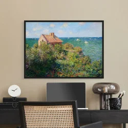 Tablou Monet - Căsuța pescarului de pe stâncile din Varengeville, tablou înrămat artistic pentru interior elegant și sofisticat
