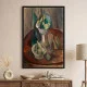 Tablou Pablo Picasso - Fructe într-un vas, tablou reproducere de înaltă calitate, operă emblematică a cubismului timpuriu, rama neagră
