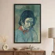 Tablou Pablo Picasso - Cap de femeie, tablou reproducere din celebra Perioadă Albastră a artistului, rama neagră