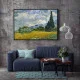 Tablou Vincent van Gogh - Câmp de Grâu cu Chiparoși, tablou reproducere înrămat ideal pentru livinguri moderne sau clasice, birouri elegante, holuri generoase și dormitoare