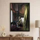 Tablou Vermeer - Fată citind o scrisoare la fereastră, tablou reproducere înrămat se potrivește perfect în livinguri clasice, birouri elegante, biblioteci sau holuri luminate
