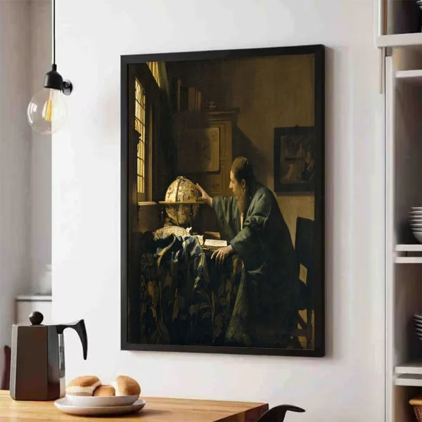 Tablou Vermeer - Astronomul, tablou reproducere înrămat pentru livinguri, birouri de lucru, cabinete private sau biblioteci