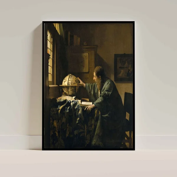 Tablou Vermeer - Astronomul, tablou reproducere înrămat pentru livinguri, birouri de lucru, cabinete private sau biblioteci