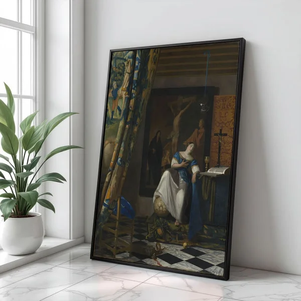 Tablou Vermeer - Alegoria Credinței Catolice, tablou reproducere înrămat pentru livinguri, birouri de lucru, cabinete private sau biblioteci