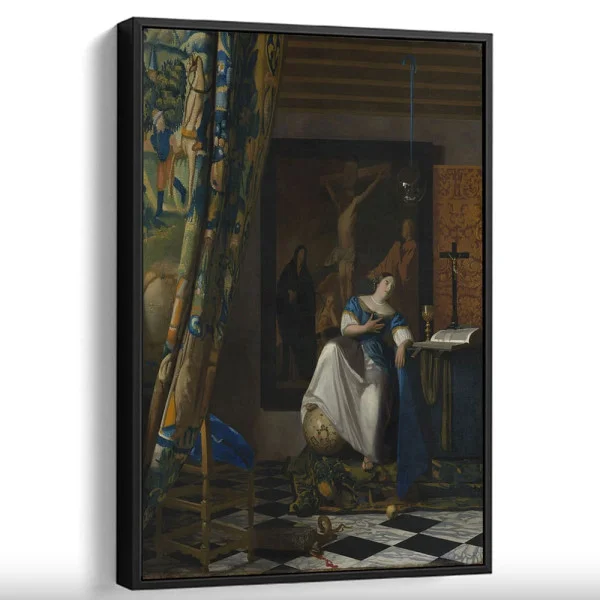 Tablou Vermeer - Alegoria Credinței Catolice, tablou reproducere înrămat pentru livinguri, birouri de lucru, cabinete private sau biblioteci