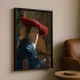 Tablou Vermeer - Fata cu pălărie roșie, tablou reproducere înrămat pentru livinguri moderne, birouri elegante sau dormitoare minimaliste