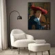 Tablou Vermeer - Fata cu pălărie roșie, tablou reproducere înrămat pentru livinguri moderne, birouri elegante sau dormitoare minimaliste