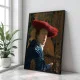 Tablou Vermeer - Fata cu pălărie roșie, tablou reproducere înrămat pentru livinguri moderne, birouri elegante sau dormitoare minimaliste