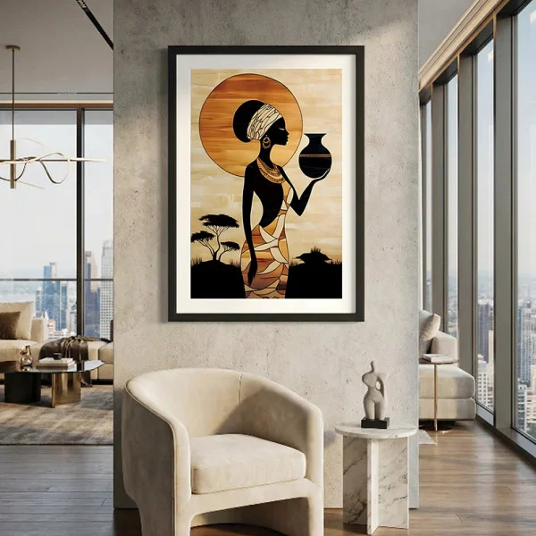 Tablou abstract înrămat - Spiritul Savanei, pentru living sau birou modern