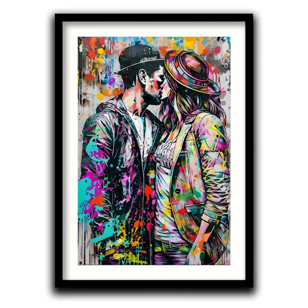 Tablou abstract înrămat - Culorile Sarutului, pentru hol, birou sau living modern