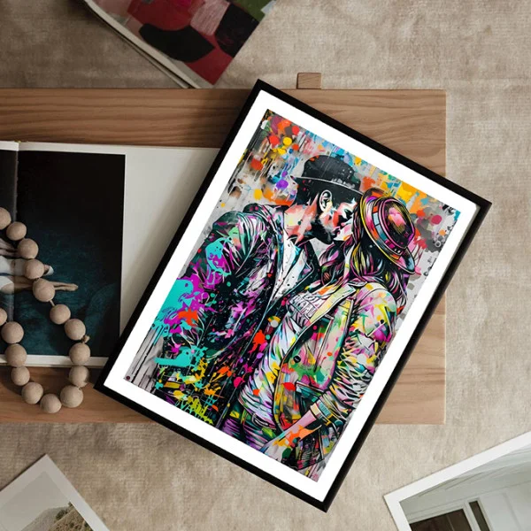 Tablou abstract înrămat - Culorile Sarutului, pentru hol, birou sau living modern