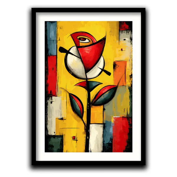 Tablou abstract înrămat - Dorinta de Culoare, flori abstracte pentru living modern