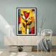 Tablou abstract înrămat - Dorinta de Culoare, flori abstracte pentru living modern