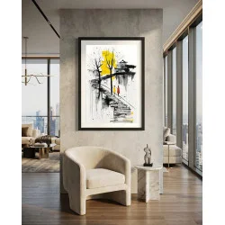 Tablou abstract modern înrămat – Pași Tăcuți, iubirea ca artă contemporană