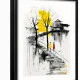 Tablou abstract modern înrămat – Pași Tăcuți, iubirea ca artă contemporană