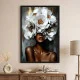 Tablou abstract înrămat cu flori – Printre Flori, tablou modern femeie cu flori