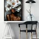 Tablou abstract înrămat cu flori – Printre Flori, tablou modern femeie cu flori