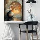 Tablou abstract înrămat - Ikebana, tablou abstract cu flori, pentru living sau dormitor modern