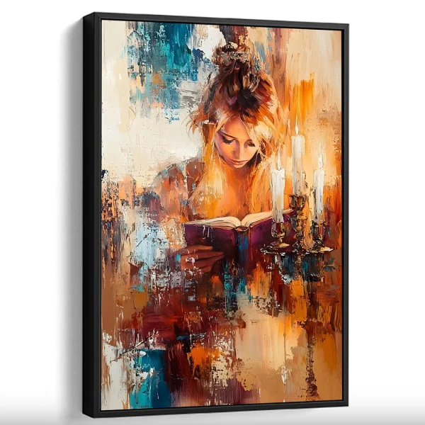 Tablou abstract cu ramă - Lumina dintre Pagini, tablou abstract modern, perfect pentru living, birou, hol