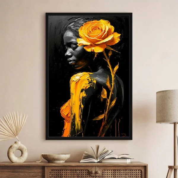 Tablou abstract cu ramă - Trandafirul Galben, tablou abstract pentru interior modern și sofisticat