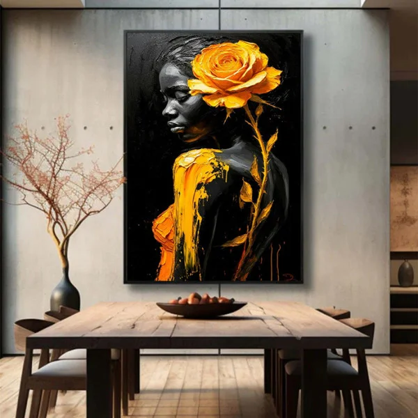 Tablou abstract cu ramă - Trandafirul Galben, tablou abstract pentru interior modern și sofisticat
