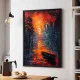 Tablou abstract cu ramă - Apus Incandescent, tablou abstract modern pentru spații contemporane elegante