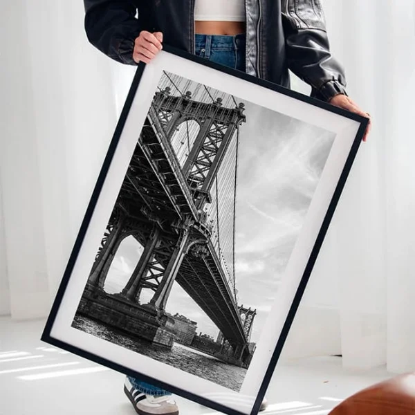 Tablou peisaj urban - Podul Manhattan, tablou înrămat pentru decor interior modern și premium