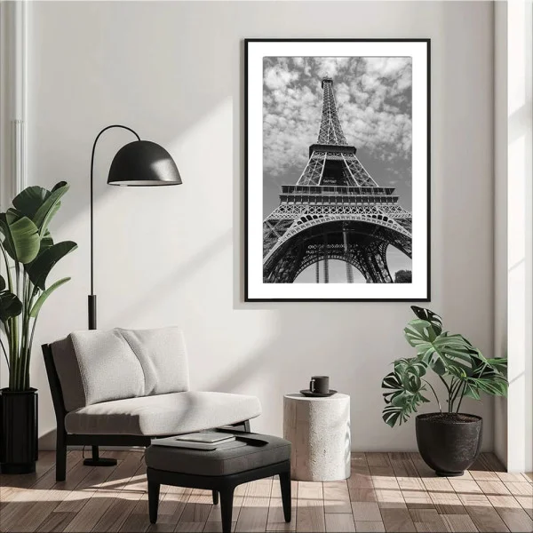Tablou peisaj înrămat - Turnul Eiffel, tablou urban pe living, birou sau hol modern