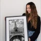 Tablou peisaj înrămat - Turnul Eiffel, tablou urban pe living, birou sau hol modern