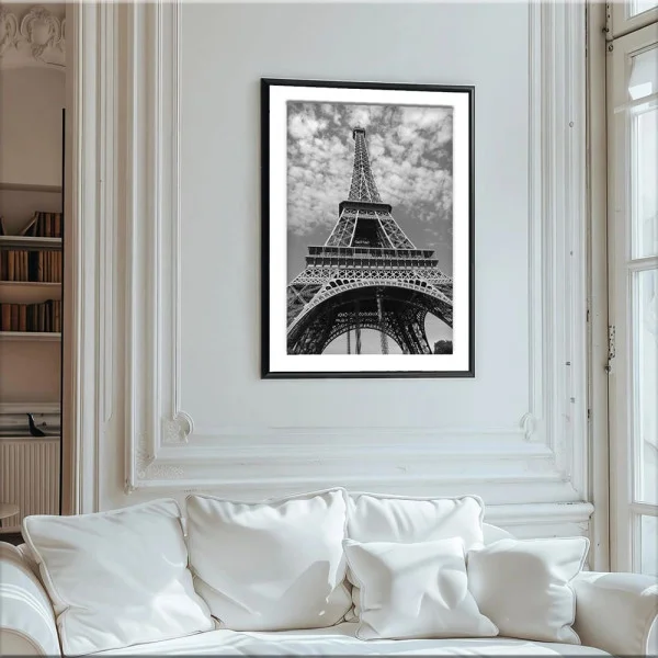 Tablou peisaj înrămat - Turnul Eiffel, tablou urban pe living, birou sau hol modern