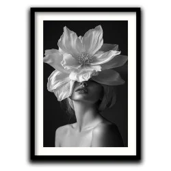 Tablou abstract înrămat portret artistic – Portretul Emoției, decor modern cu flori elegante pentru living