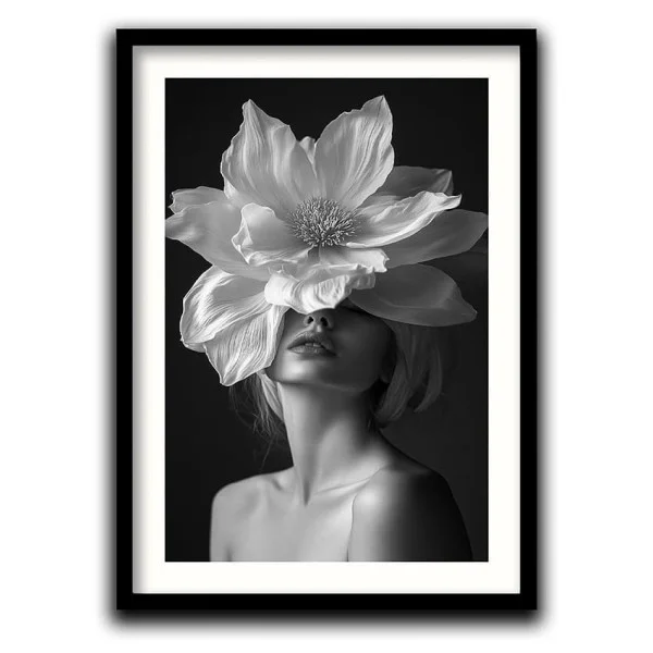 Tablou abstract înrămat portret artistic – Portretul Emoției, decor modern cu flori elegante pentru living