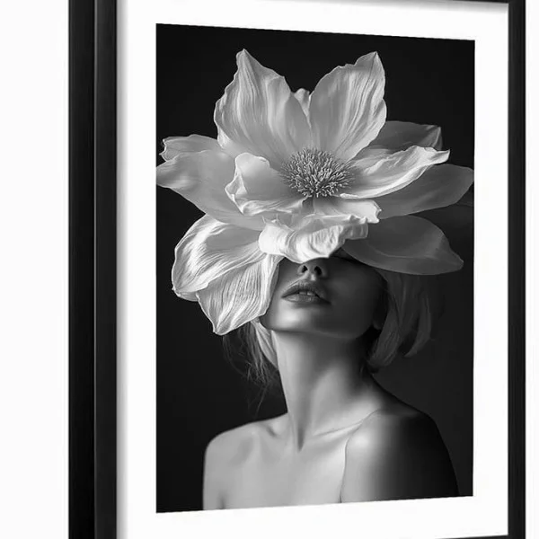Tablou abstract înrămat portret artistic – Portretul Emoției, decor modern cu flori elegante pentru living