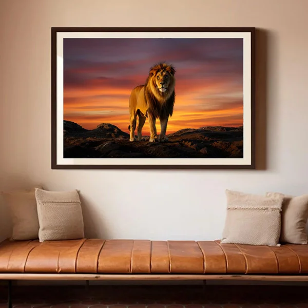 Tablou cu lei - Lion King, tablou cu animale înrămat, forța, eleganța și energia naturii direct în spațiul tău