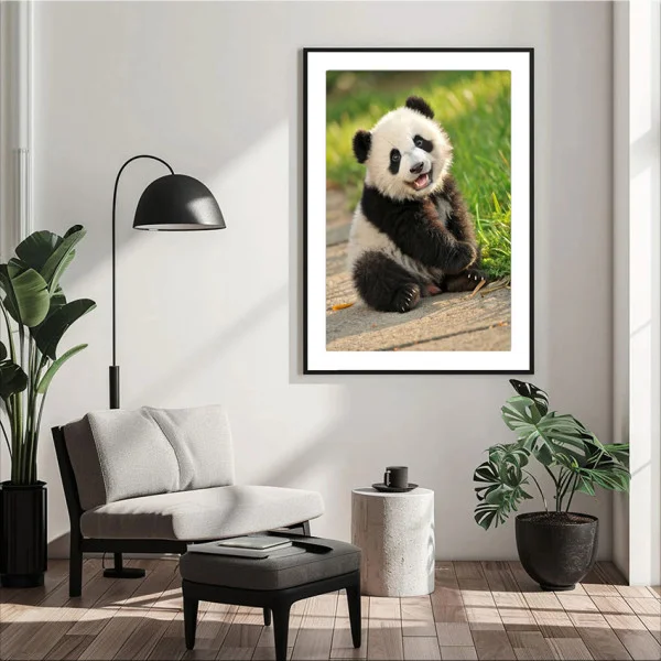 Tablou urs panda - Panda Baby, tablou cu animale înrămat, decor modern și relaxant