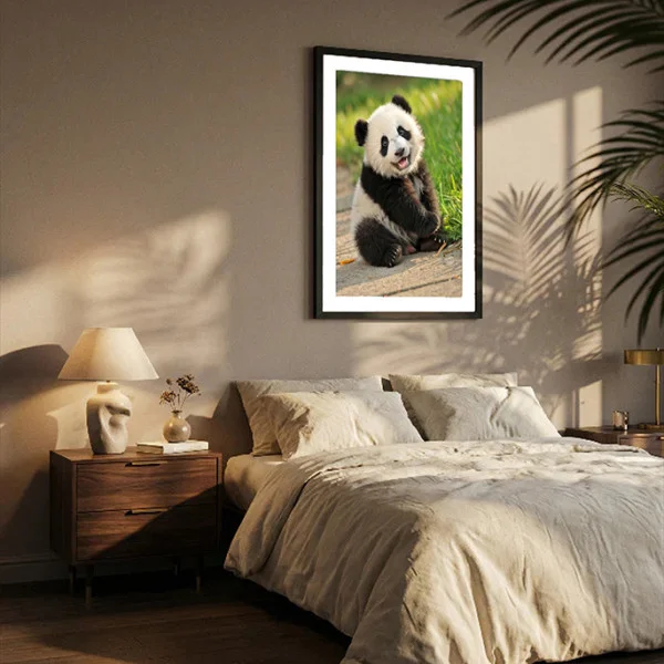 Tablou urs panda - Panda Baby, tablou cu animale înrămat, decor modern și relaxant