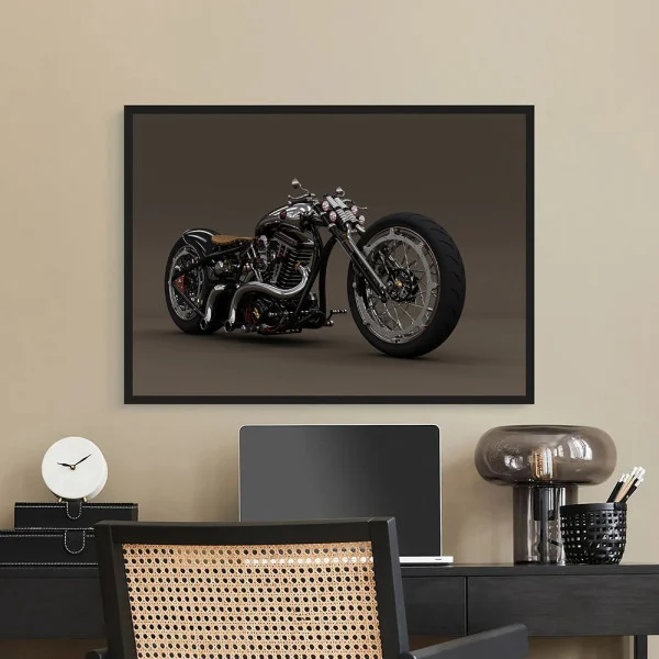 Tablou Motocicletă Bobber Vintage Înramat