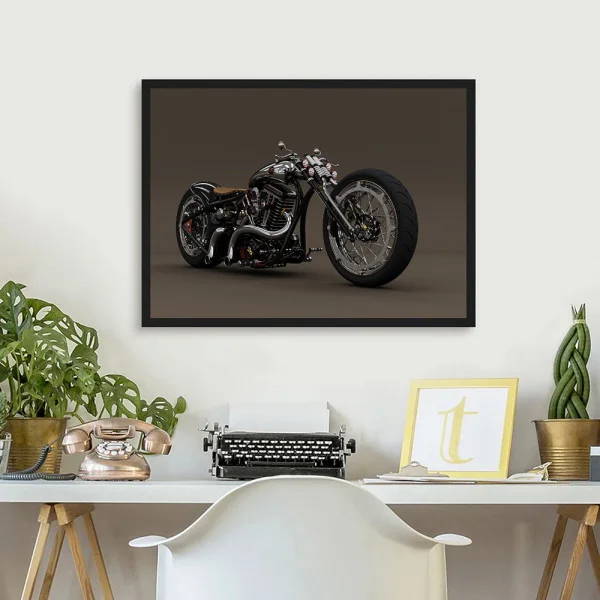 Tablou Motocicletă Bobber Vintage Înramat
