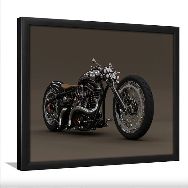 Tablou Motocicletă Bobber Vintage Înramat
