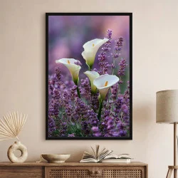 Tablou flori cu ramă - Natura Mov, tablou cu flori modern, decor premium pentru casă